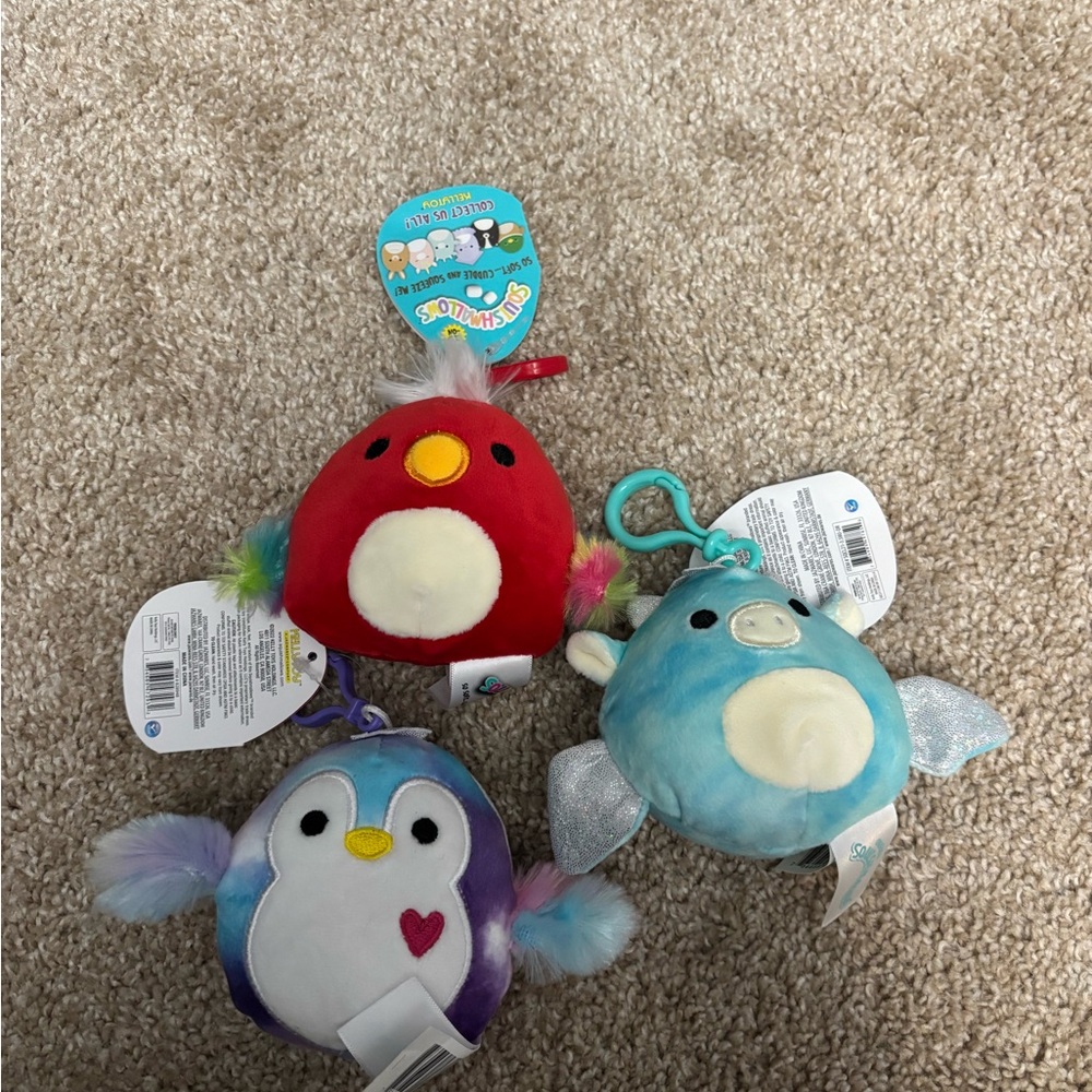 Squishmallows Plush Clips 3.5” Bundle of 3 Paco Keith and Tamara, NWT